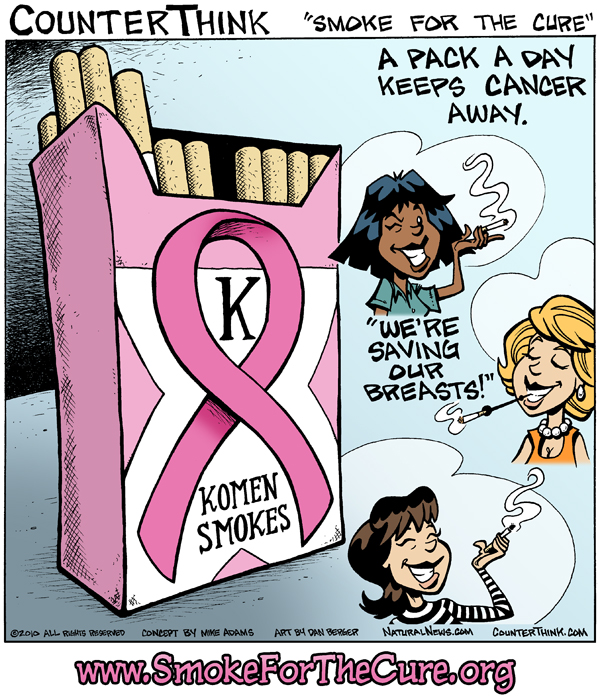 Komen Smokes pink ribbon cigarettes (cartoon)